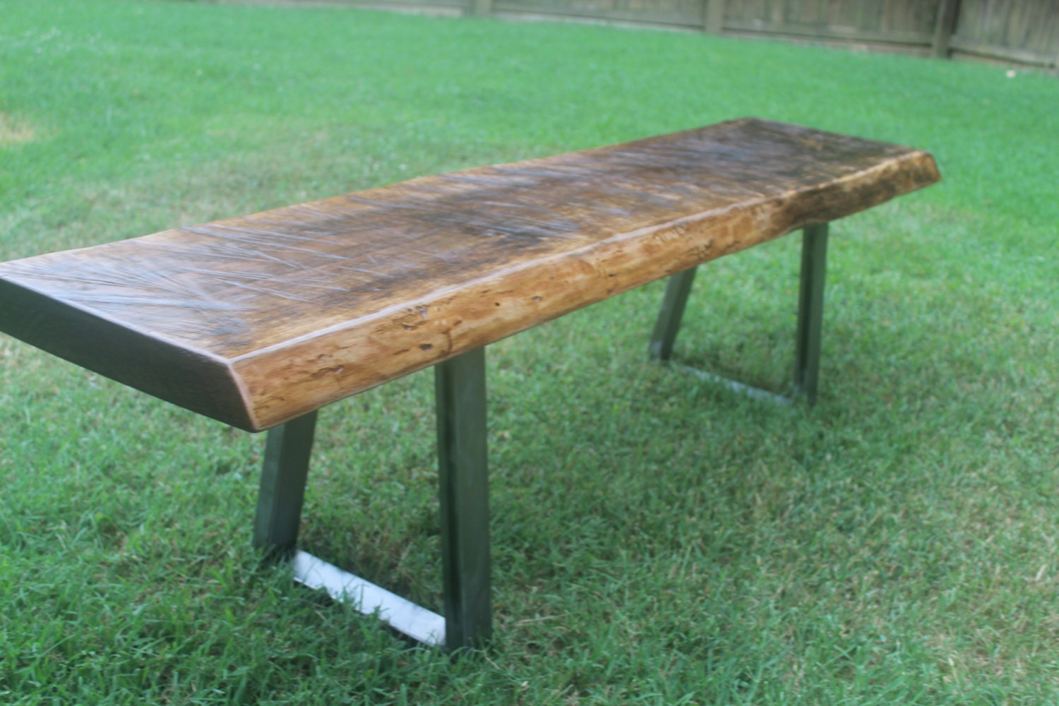 Black Walnut Live Edge Bench Black walnut live edge bench with custom steel legs