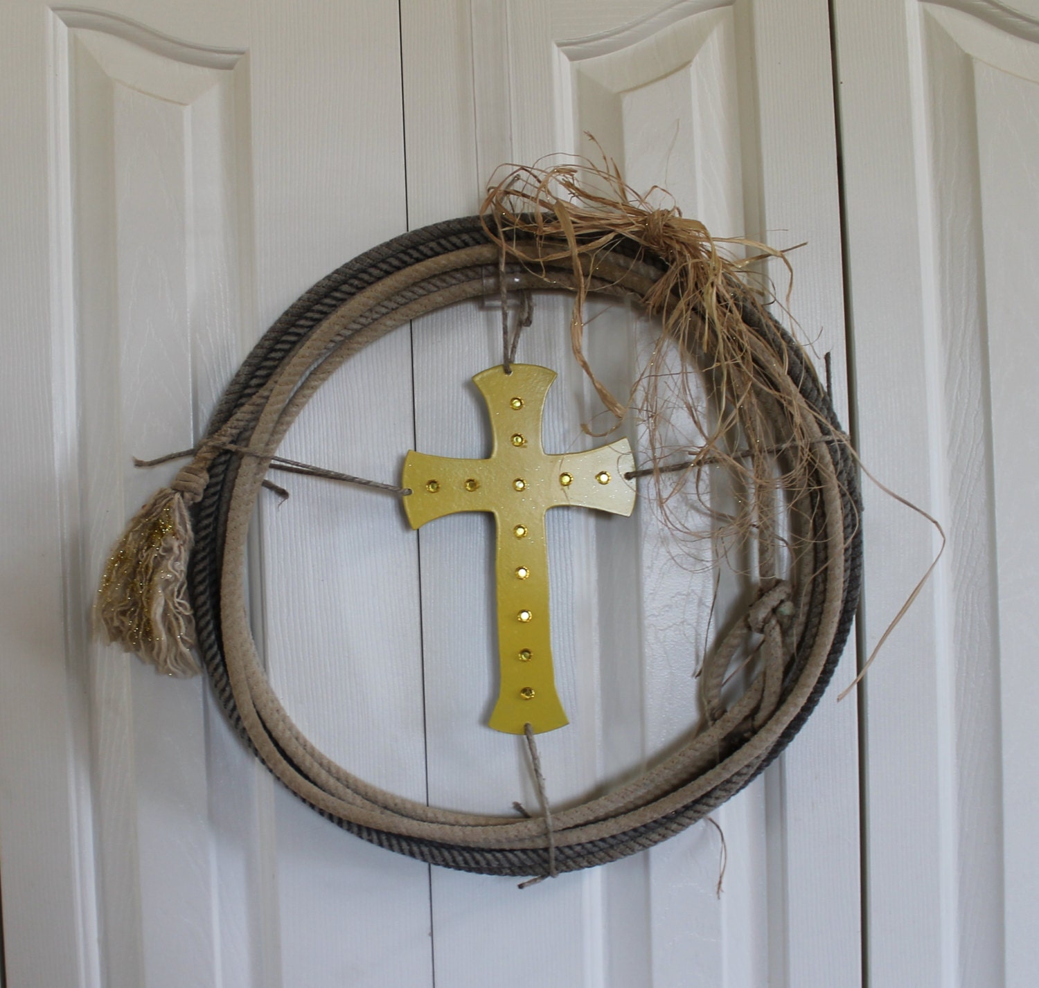 western rope wreath cross with raffia bow wreath western western rope wreath cross with raffia bow wreath western