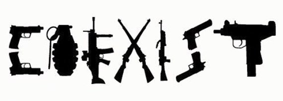 Coexist Guns Rifles Pistols Vinyl Decal Image by DiamondxDecals