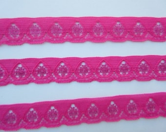 Pink Lace Trim Ribbon Hot Pink Lace 5/8" inch wide Scrapbook Card Decoration Baby Shower Sewing Trim Wedding Bridal Gift Wrap Basket WL011