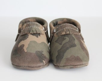 Camo Leather Baby Moccasins