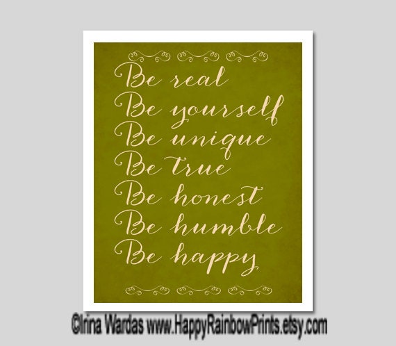 Be yourself be happy unique humble honest true printable