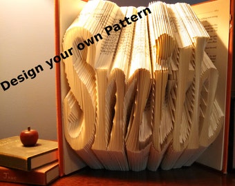 Customized Name + Folded Book Art Pattern + DIY + 16 Fonts