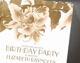 Brown Flower Birthday Party invites