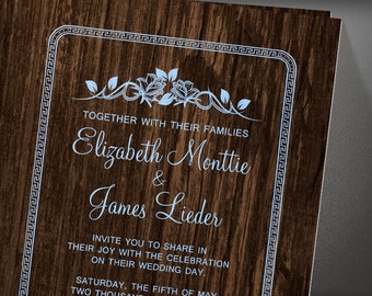 Blue Vintage Barn Wood Wedding invites