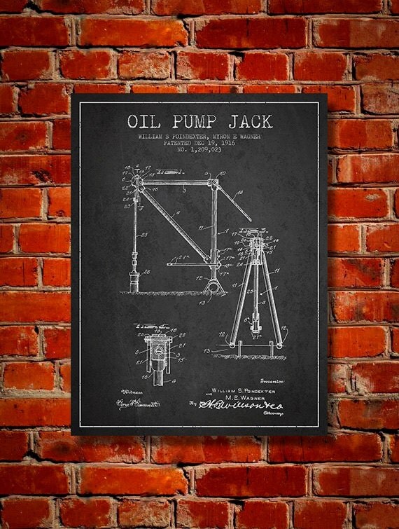 1916 Oil Pump Jack Patent Canvas Print Wall Art by PatentsWallArt