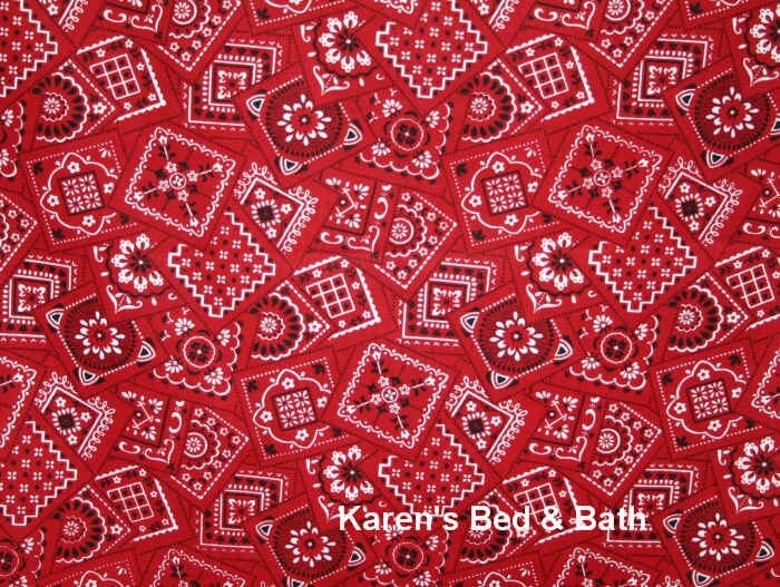 Western RED BANDANA Fabric By the Yard Fat Quarter Cowboy