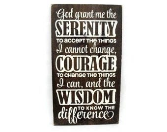 Christian Plaque Rustic Wood Sign Wall Decor - Serenity Prayer (#1308)