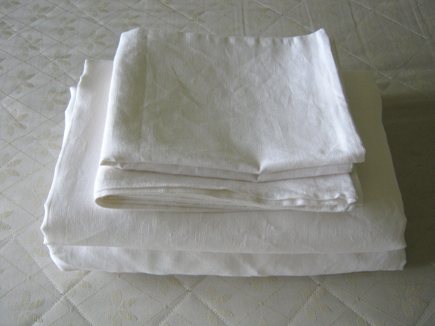 Linen Sheet set Twin Extra Long XL White 100% Pure by LinenComfort