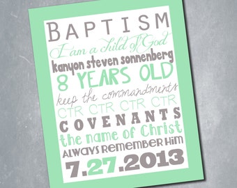 Items similar to LDS Baptism Custom Invite Announcement Program Subway ...