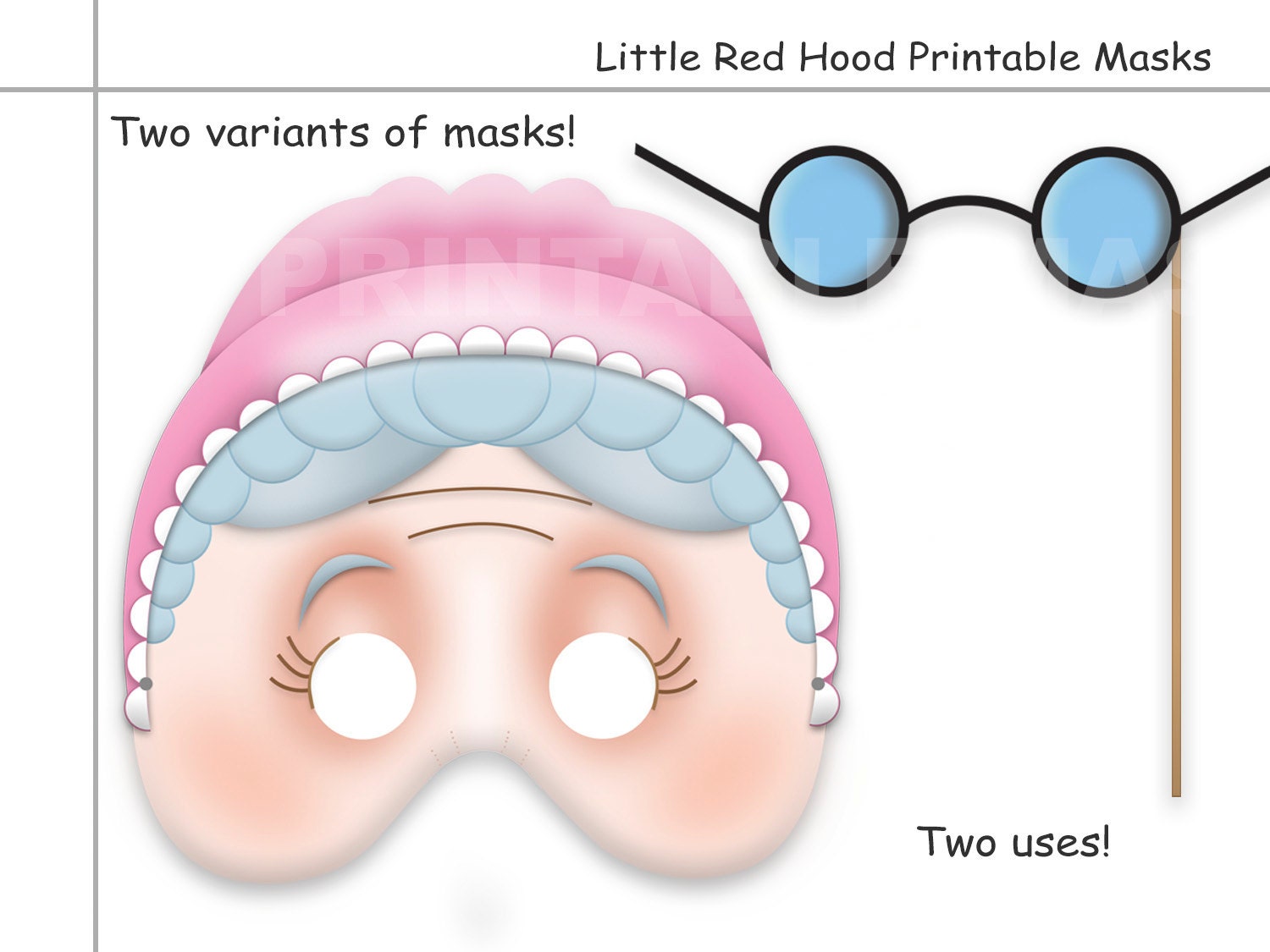 Unique Little Red Riding Hood Tale Printable Masks Wolf