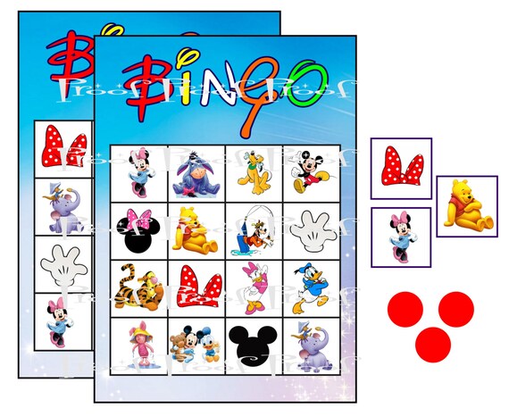 Mickey Minnie Mouse Digital Birthday Party Bingo Game DIY
