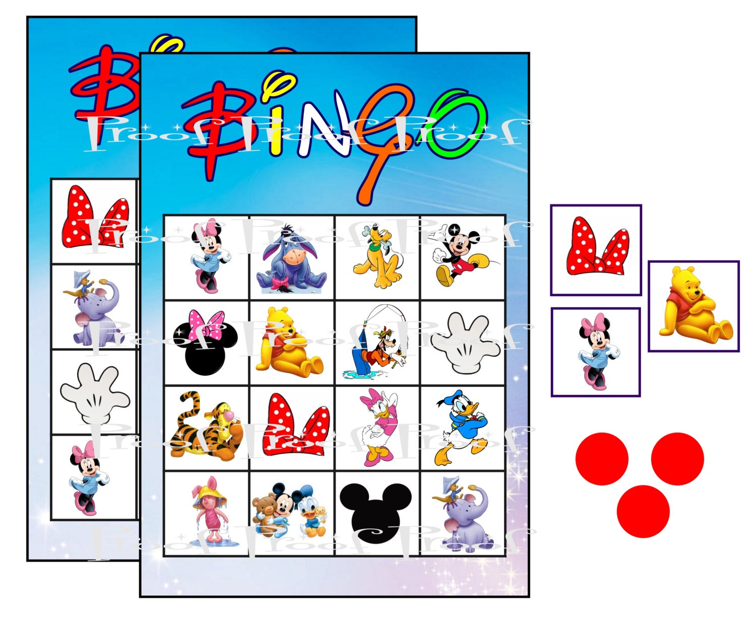 Mickey Minnie Mouse Digital Birthday Party Bingo Game DIY