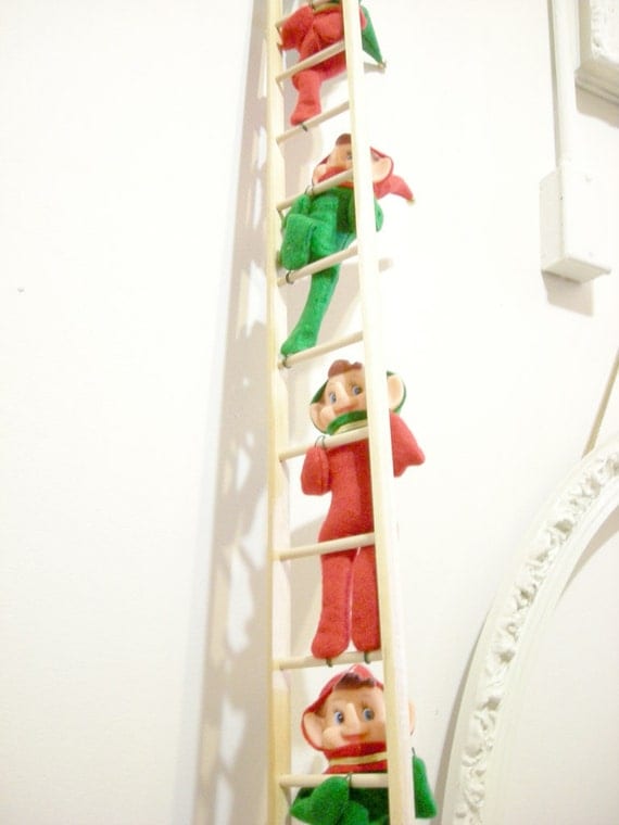 The Elf Factory Elves on a Ladder Vintage by rosiemoonbeams
