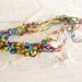 Crochet Necklace Rainbow Colors Fancy Yarn Necklace Blue Pink Yellow Fabric Jewelry Handmade Jewelry