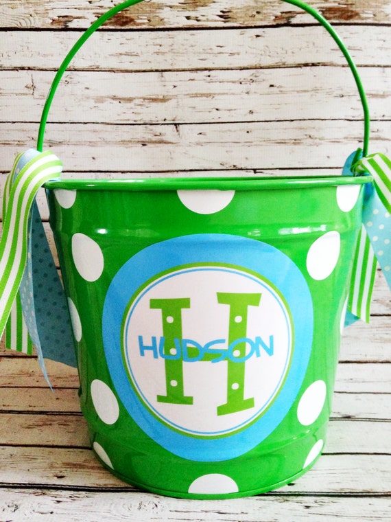 Items similar to custom 10 QUART bucket with stacked name in green and