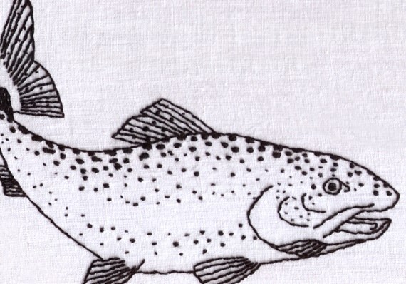 Rainbow trout hand embroidery sybju by ravenfrog on etsy