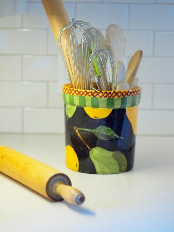 Kitchen Utensil Holder Utensil Crock Extra Large by romyandclare