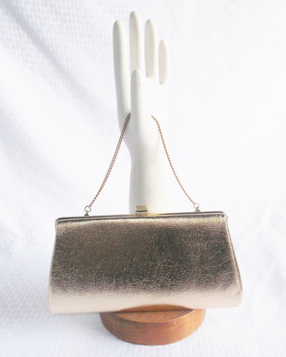 1960's Vintage Gold Lame' Evening Purse with Chain Handle