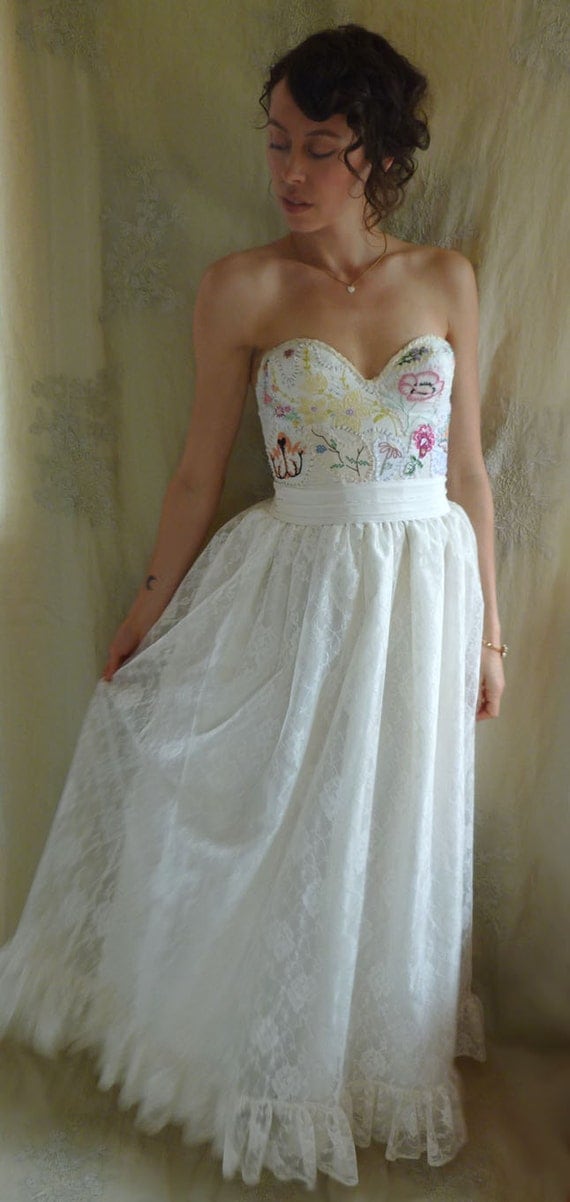 Meadow Bustier Wedding Gown Dress Boho By Jadadreaming On Etsy 