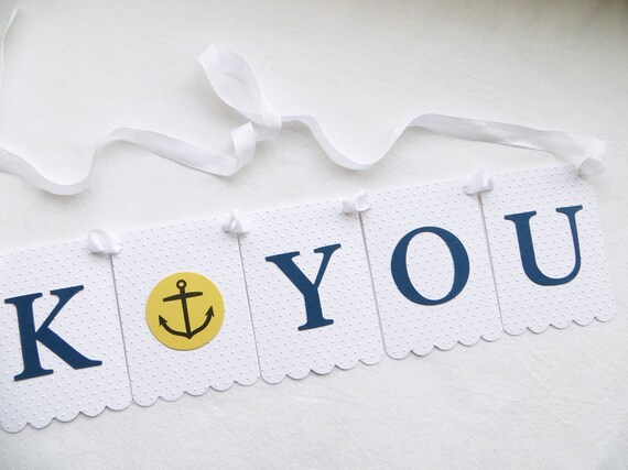 Thank You Banner with Anchor - Embossed Sm Dots - READY TO SHIP - Anchor Wedding Banner Wedding Thank You Sign Nautical Thank You Banner Il_570xn