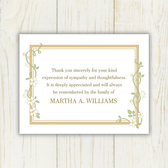 Flowers Funeral Thank You Card Printable Digital file