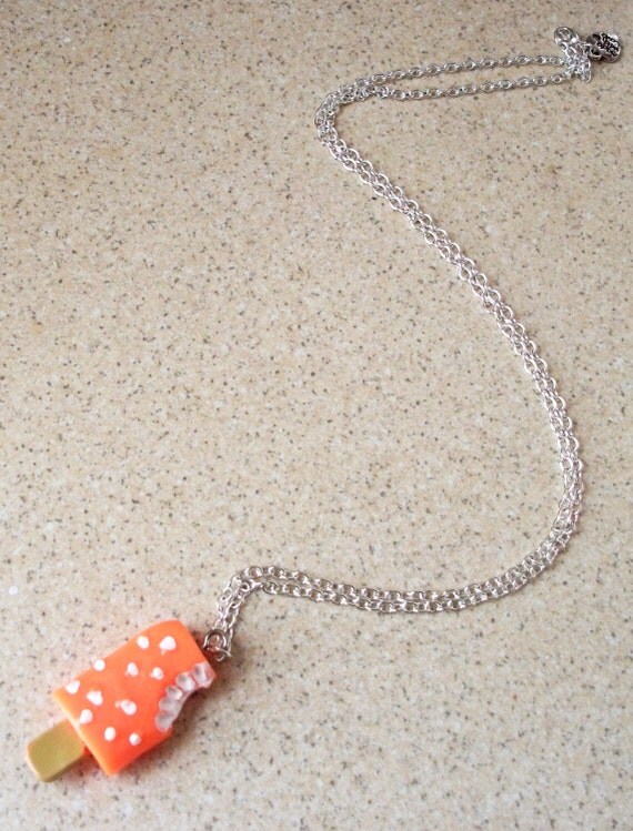 Orange Ice Lolly Pendant Necklace
