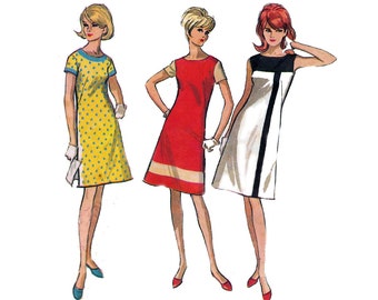60s Mondrian Shift Dress Pattern McCall's 8139 Mod Color Block Dress ...
