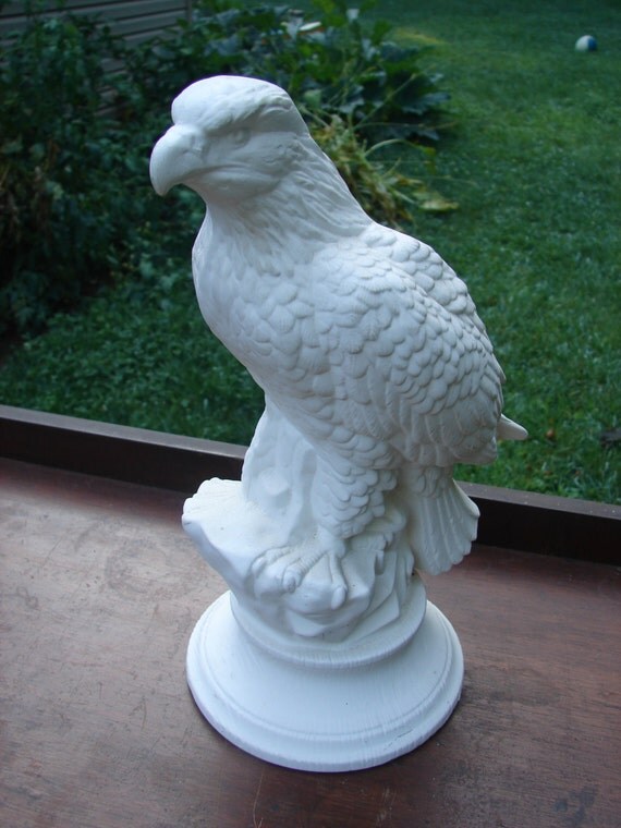 SALE White Eagle Bisque Ceramic Statue by snooksndoodles on Etsy