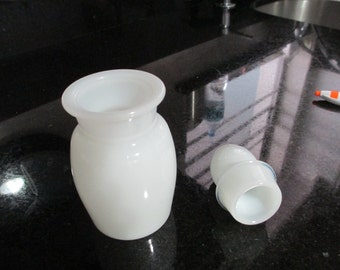 Opalescent Glass Bottle/ Milk Glass/ Bottle/ Barber Bottle/Vanity Toilet Water/ Decanter Bottle/by Gatormom13