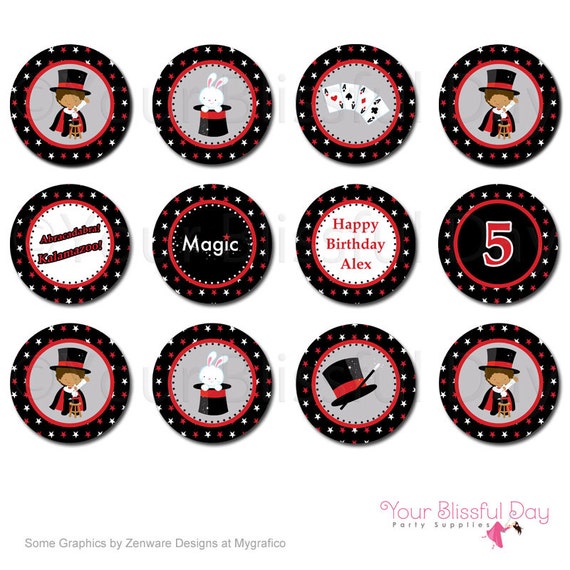 PRINTABLE Boy Magic Show Party Circles (Personalized) #550 Il_570xn