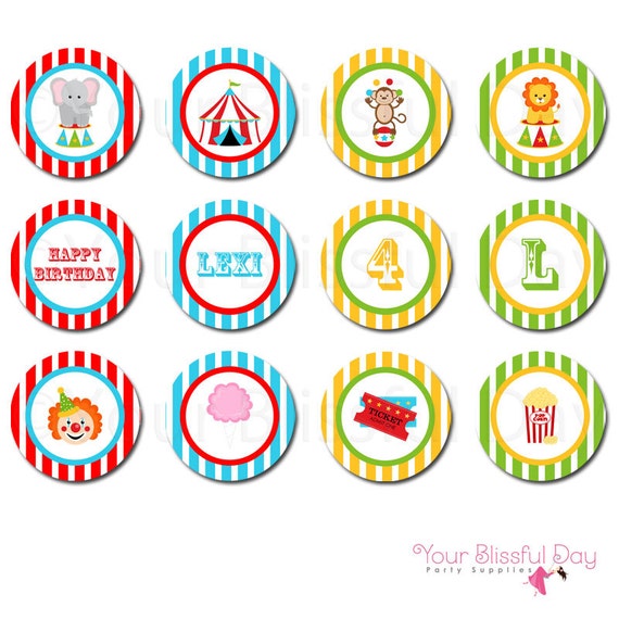 PRINTABLE Circus Themed Party Circles (Personalized) Il_570xn