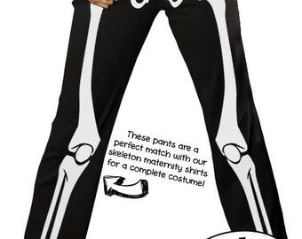 Skeleton xray leg bone pants to match skeleton maternity Xray shirt - Halloween, Couples costume, Dia De Los Muertos