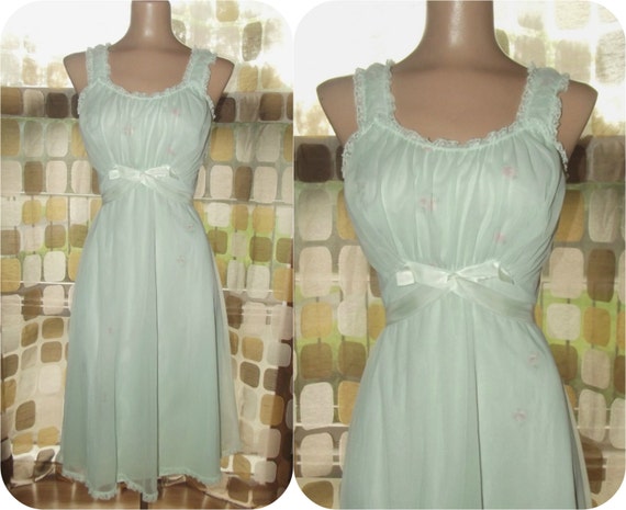 Vintage 50s Mint Green Sheer Chiffon Shadowline Princess 7179