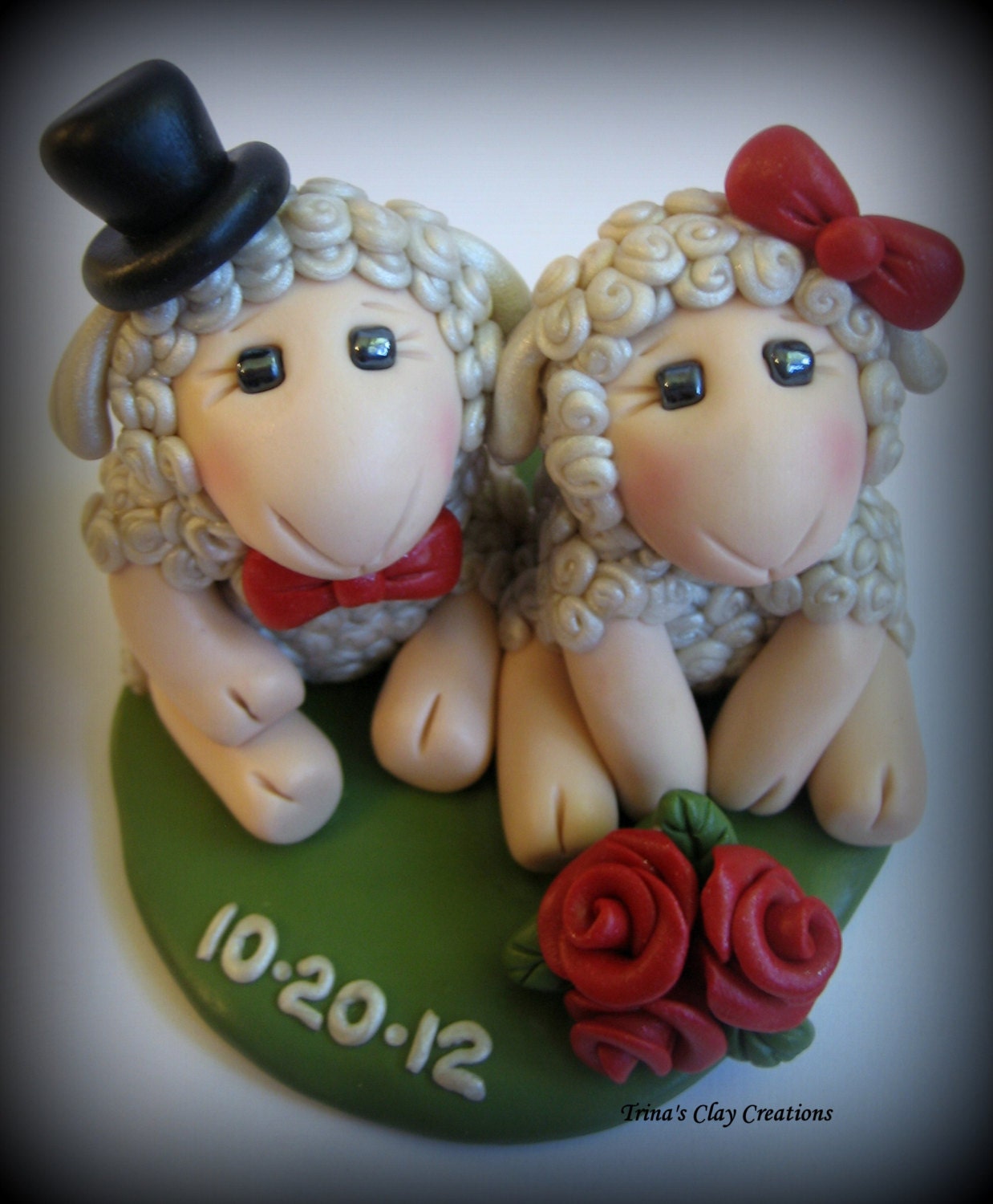 Wedding Cake Topper Custom Sheep Lamb Personalized Polymer
