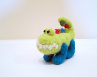 Felted Crocodile - Needle Felted Animal - Miniature Crocodile