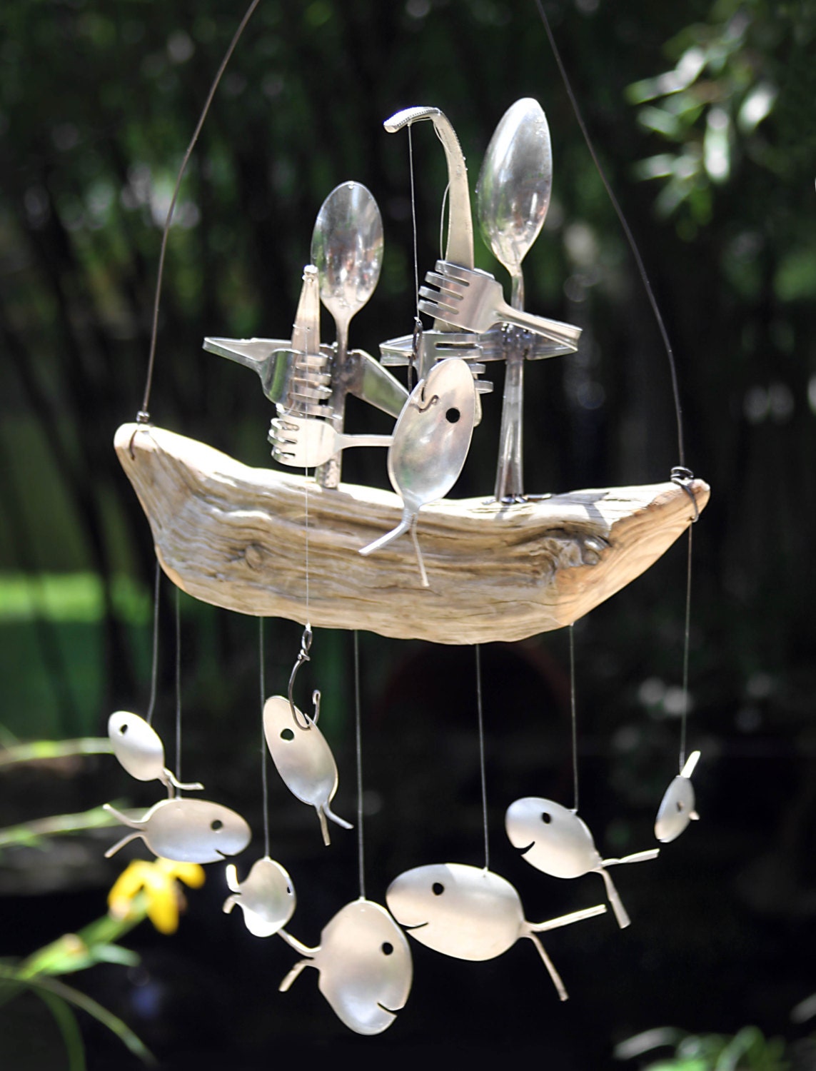 Great Catch Wind Chime Pair Of Fishermen Spoon Fish Zoom