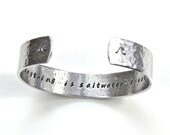 The Cure for Anything is Saltwater: Sweat, Tears or the Sea, Ocean Jewelry, Ocean Bracelet, Beach Jewelry, Beach Bracelet, Sea Jewelry