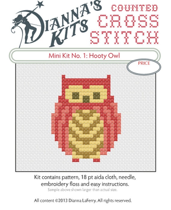 Items similar to cross stitch kit mini sampler owl includes floss ...