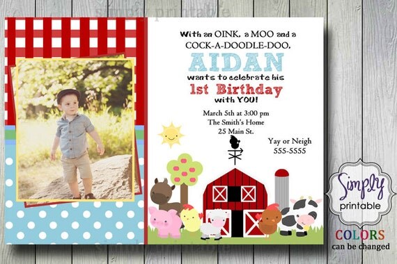 Baby Boy Printable Farm Birthday Invitation Il_570xn