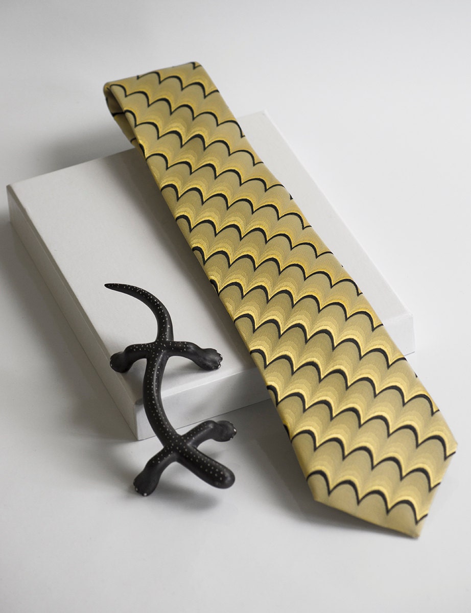 Mens tie with gold dragon armor patern. Unique tie for