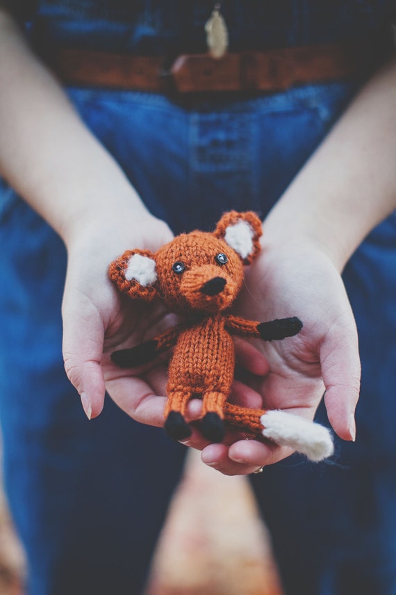 knit fox stuffed animal