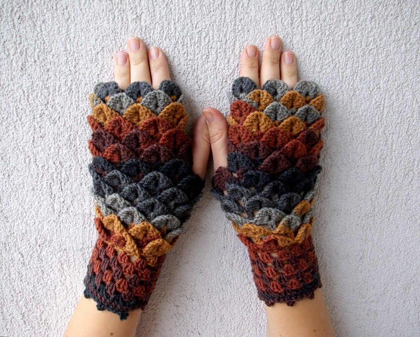 pattern crochet gloves gloves Handmade mareshop dragon Crocheted fingerless scales by