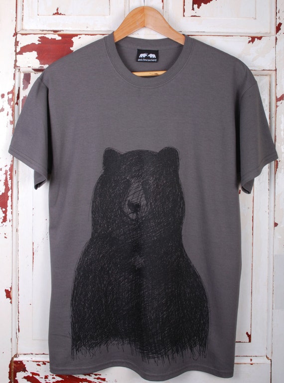 Mens Big Bear T-Shirt Unisex Bear Tee grizzly by Dontfeedthebears
