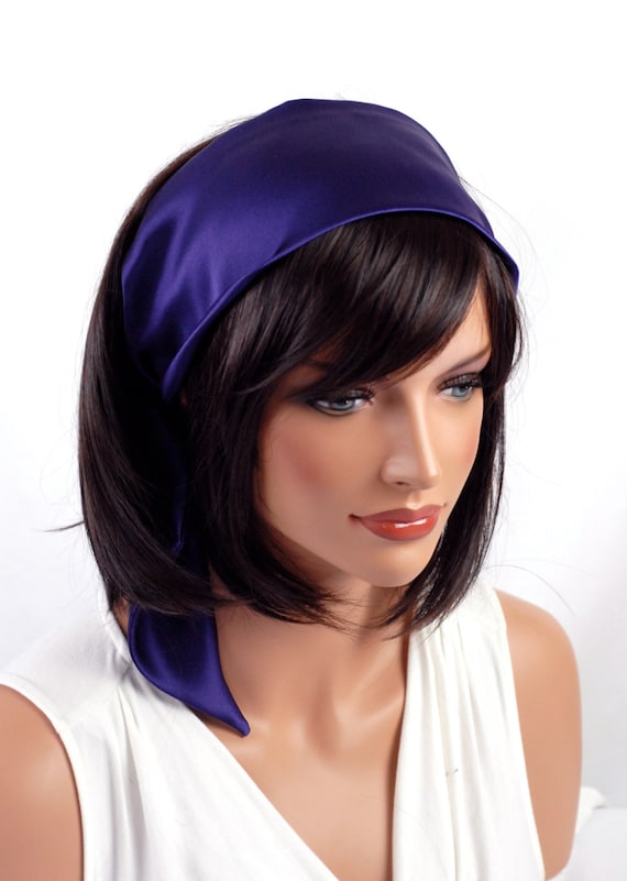 100 Pure Silk Deep Purple Headband Size 44 x 4