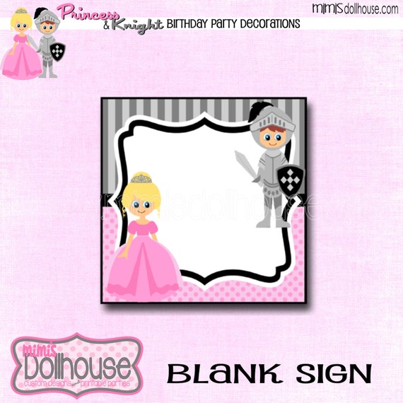 Princess & Knight Blank Sign-Fairytale Princess and the Knight Blank Sign-PDF Il_570xn