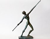 Javelin Thrower, Bronze Athlete, Ancient Greece Olympic Games, Spear Thrower, Metal Art Sculpture, Greek Statue, Museum Quality Art