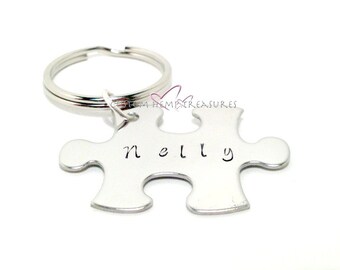 Stamped Single Keychain, Name Keychain, Personalized Keychain, Name Puzzle, Puzzle keychain, Personalized Puzzle, personal keychain