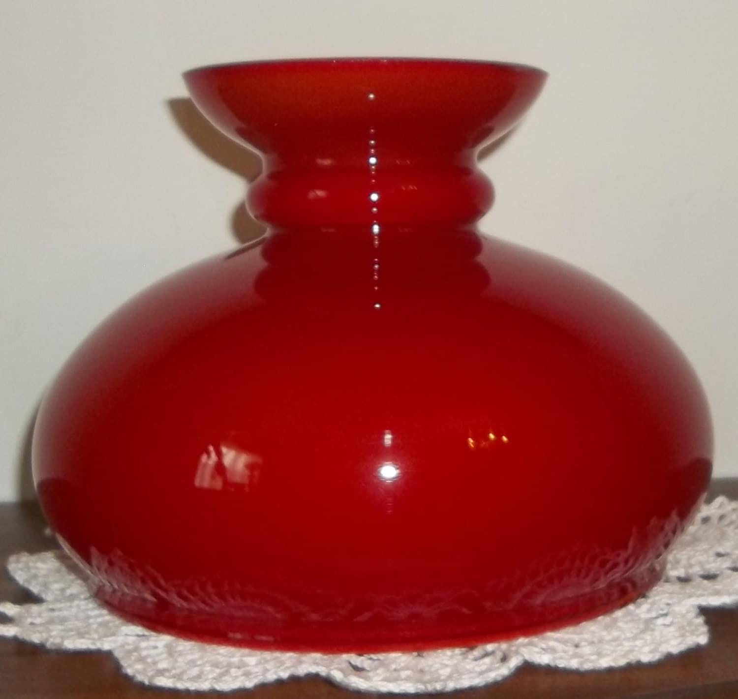 Vintage Red Cased Glass Lamp Shade 7 for Aladdin Rayo