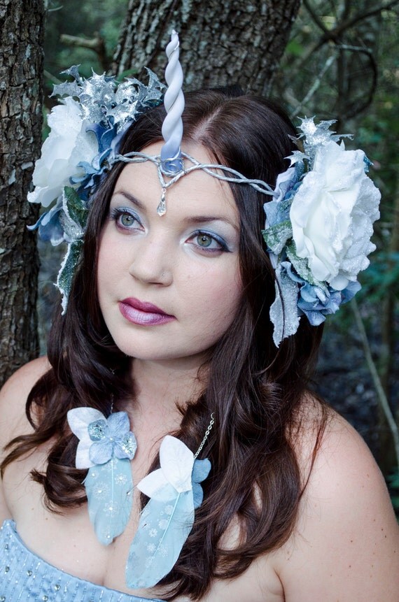 Blue Mist Unicorn Headdress one of a kind